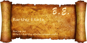 Barthy Etele névjegykártya